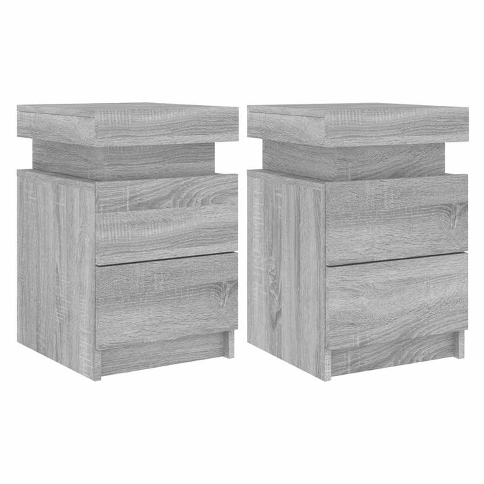 Noptiere cu lumini LED, 2 buc., gri sonoma, 35x39x55 cm - WALTI WALTI