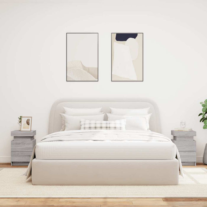 Noptiere cu lumini LED, 2 buc., gri sonoma, 35x39x55 cm - WALTI WALTI