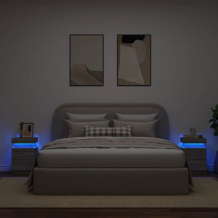 Noptiere cu lumini LED, 2 buc., gri sonoma, 35x39x55 cm - WALTI WALTI