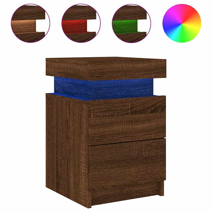 Noptieră cu lumini LED, stejar maro, 35x39x55 cm WALTI