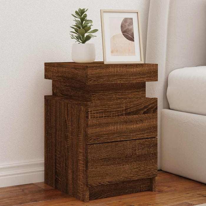 Noptieră cu lumini LED, stejar maro, 35x39x55 cm WALTI