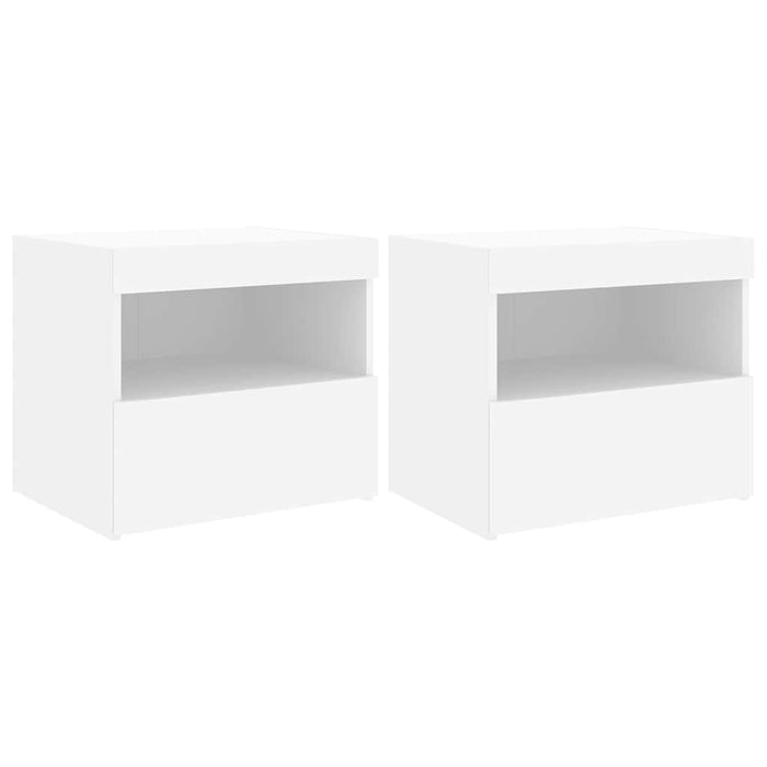 Noptiere cu lumini LED, 2 buc., alb, 50x40x45 cm - WALTI WALTI