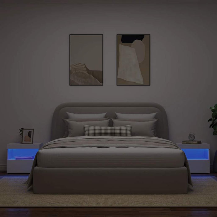 Noptiere cu lumini LED, 2 buc., alb, 50x40x45 cm - WALTI WALTI