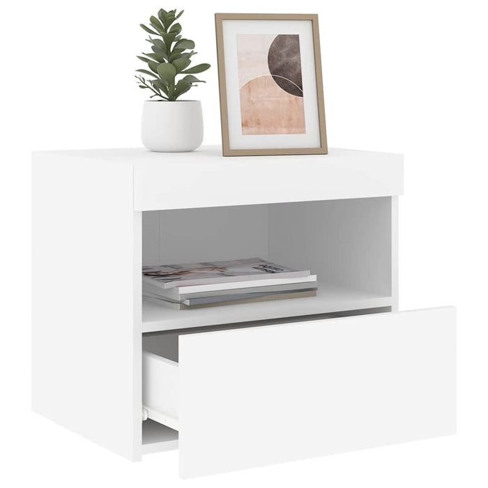Noptiere cu lumini LED, 2 buc., alb, 50x40x45 cm - WALTI WALTI