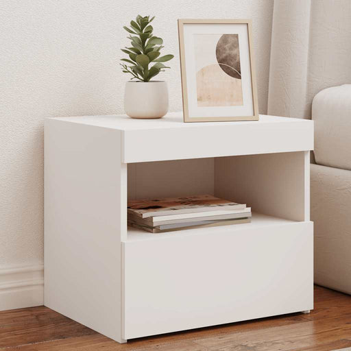 Noptiere cu lumini LED, 2 buc., alb, 50x40x45 cm - WALTI WALTI