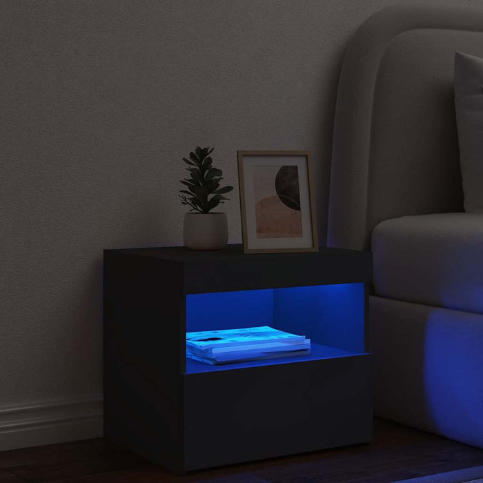 Noptieră cu lumini LED, negru, 50x40x45 cm - WALTI WALTI
