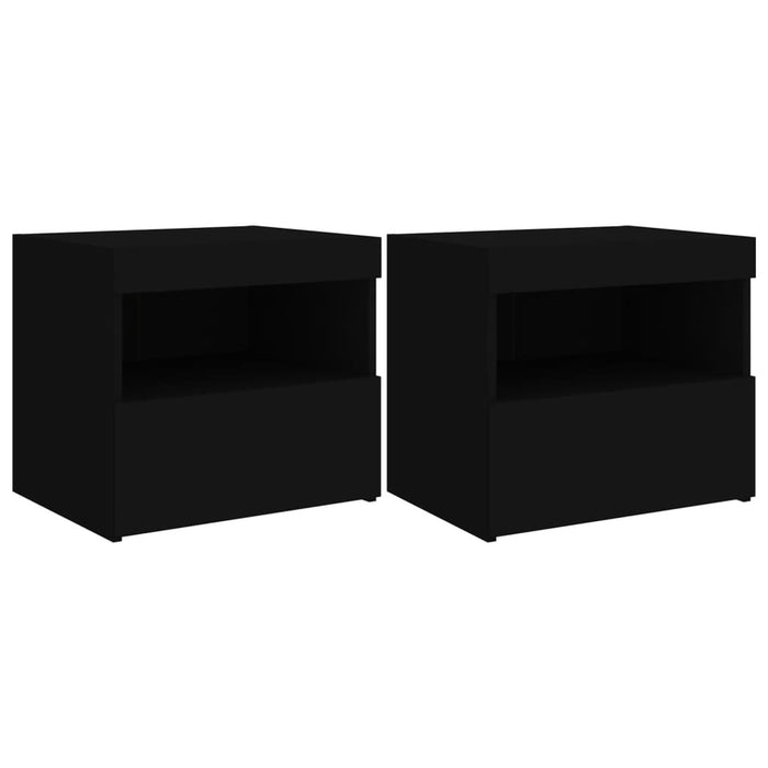 Noptiere cu lumini LED, 2 buc., negru, 50x40x45 cm WALTI