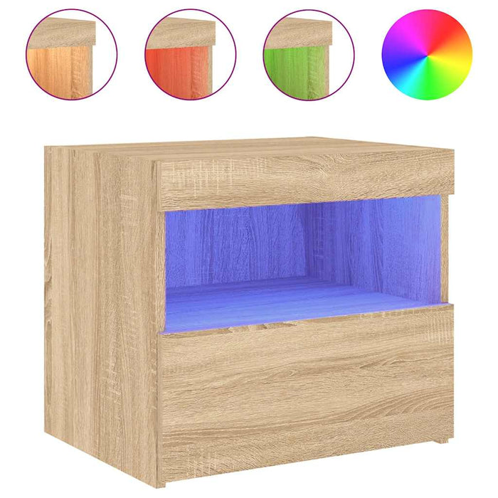 Noptieră cu lumini LED, stejar sonoma, 50x40x45 cm - WALTI WALTI