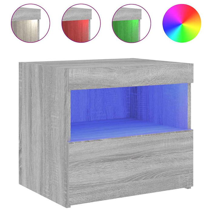 Noptieră cu lumini LED, gri sonoma, 50x40x45 cm - WALTI WALTI