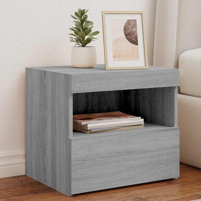 Noptieră cu lumini LED, gri sonoma, 50x40x45 cm - WALTI WALTI