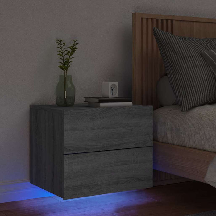Noptieră montată pe perete cu lumini LED, sonoma gri - WALTI WALTI