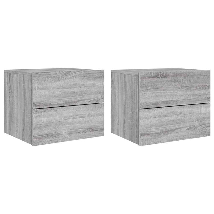 Noptiere montate pe perete cu lumini LED, 2 buc., sonoma gri - WALTI WALTI