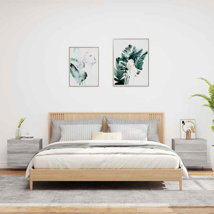 Noptiere montate pe perete cu lumini LED, 2 buc., sonoma gri - WALTI WALTI