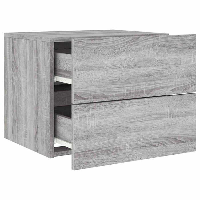 Noptiere montate pe perete cu lumini LED, 2 buc., sonoma gri - WALTI WALTI