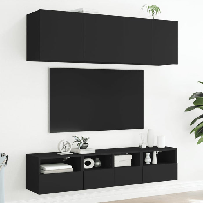Comodă TV de perete, negru, 40x30x30 cm, lemn prelucrat WALTI