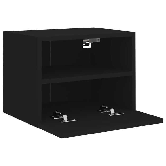 Comodă TV de perete, negru, 40x30x30 cm, lemn prelucrat WALTI
