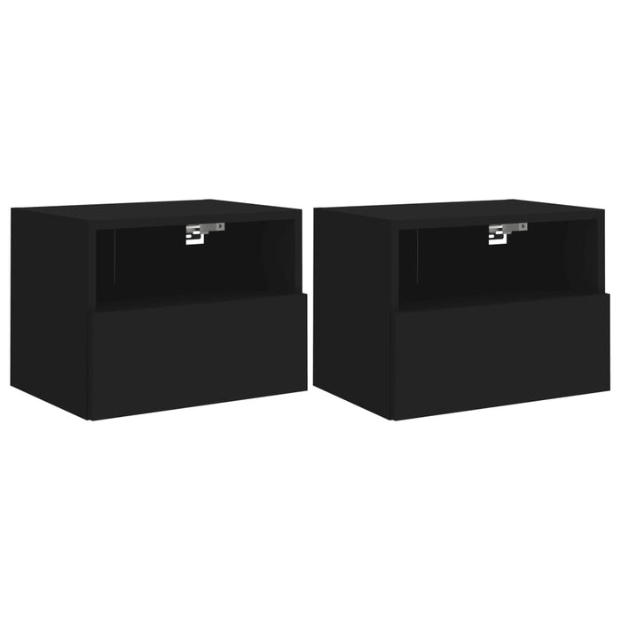Comode TV de perete, 2 buc., negru, 40x30x30 cm, lemn prelucrat - WALTI WALTI