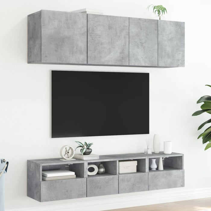 Comodă TV de perete, gri beton, 40x30x30 cm, lemn prelucrat WALTI