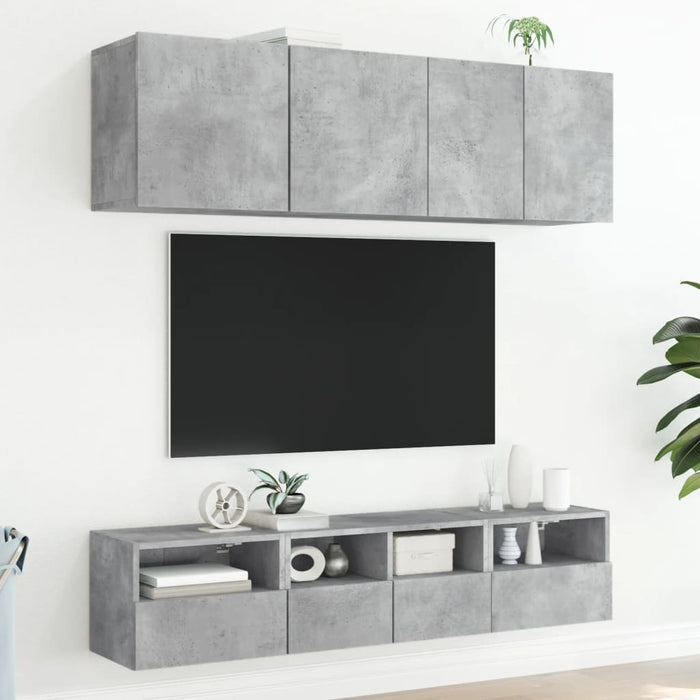 Comode TV de perete, 2 buc., gri beton, 40x30x30 cm, lemn - WALTI WALTI