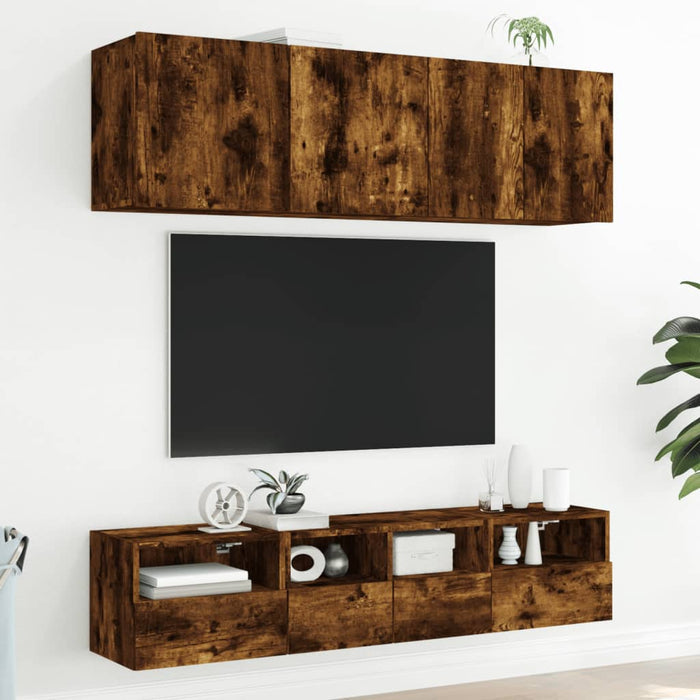 Comodă TV de perete stejar fumuriu 40x30x30 cm lemn prelucrat WALTI