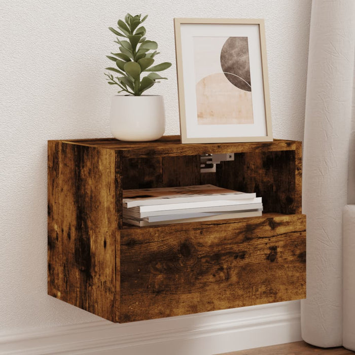 Comodă TV de perete stejar fumuriu 40x30x30 cm lemn prelucrat WALTI