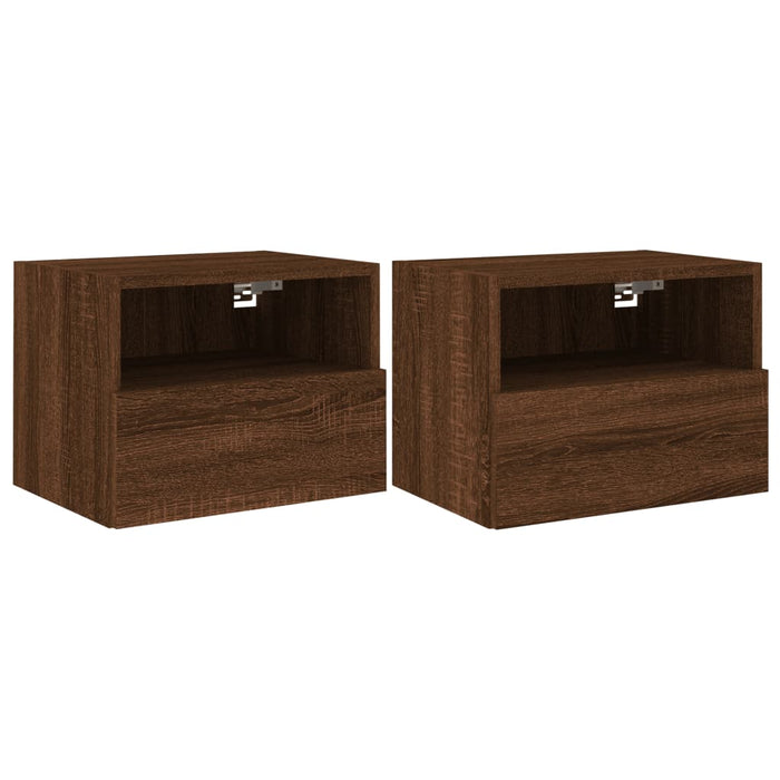 Comode TV de perete, 2 buc., stejar maro, 40x30x30 cm, lemn WALTI