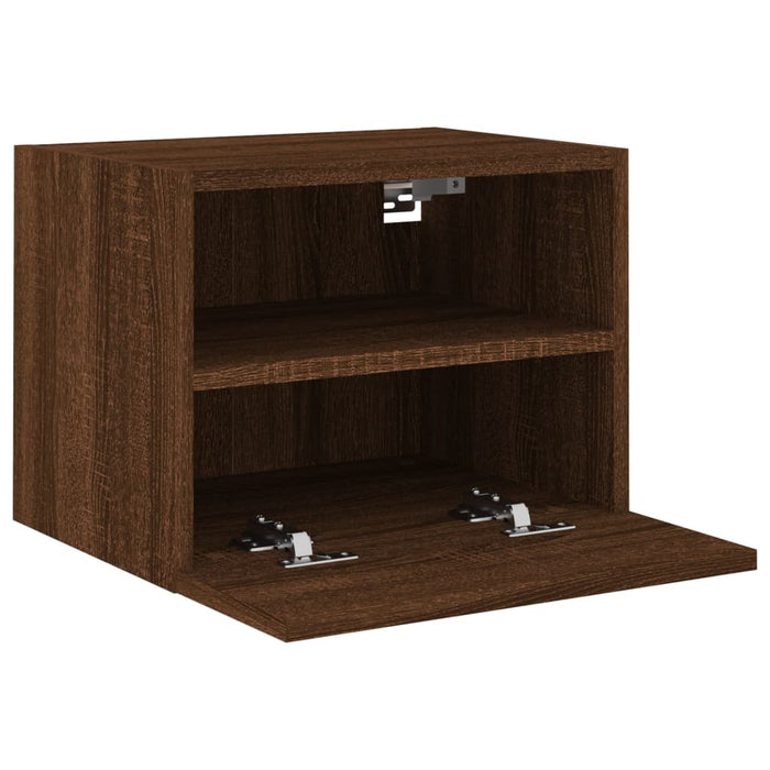 Comode TV de perete, 2 buc., stejar maro, 40x30x30 cm, lemn WALTI