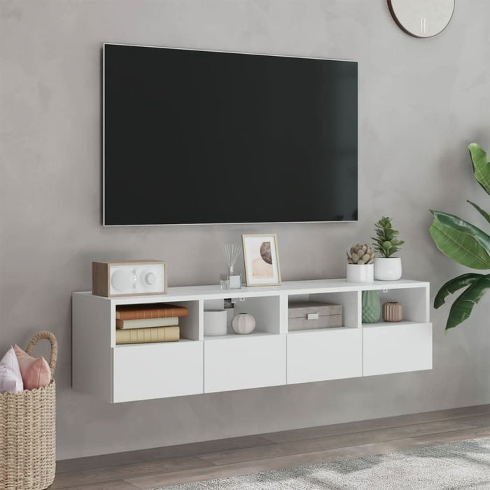 Dulap TV de perete, 2 buc, alb, 60x30x30 cm, lemn prelucrat - WALTI WALTI