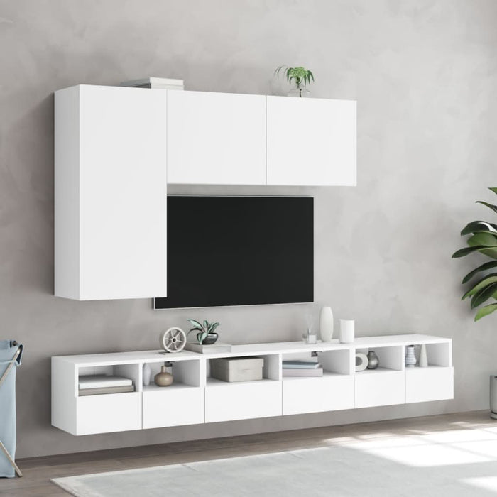 Dulap TV de perete, 2 buc, alb, 60x30x30 cm, lemn prelucrat - WALTI WALTI