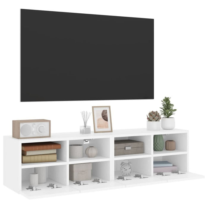 Dulap TV de perete, 2 buc, alb, 60x30x30 cm, lemn prelucrat - WALTI WALTI