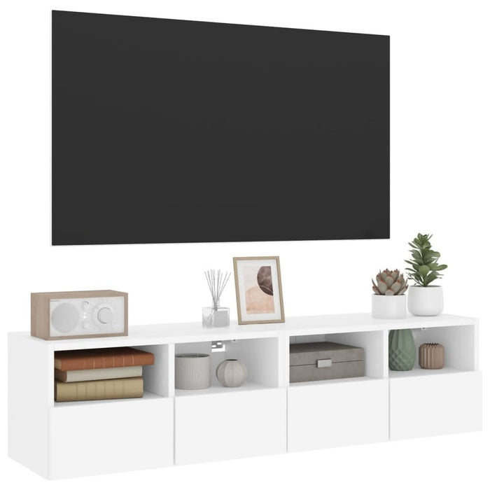 Dulap TV de perete, 2 buc, alb, 60x30x30 cm, lemn prelucrat - WALTI WALTI