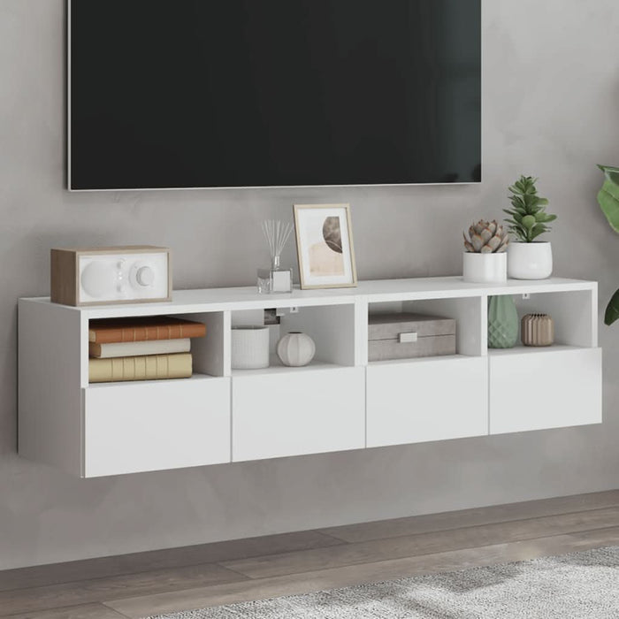 Dulap TV de perete, 2 buc, alb, 60x30x30 cm, lemn prelucrat - WALTI WALTI