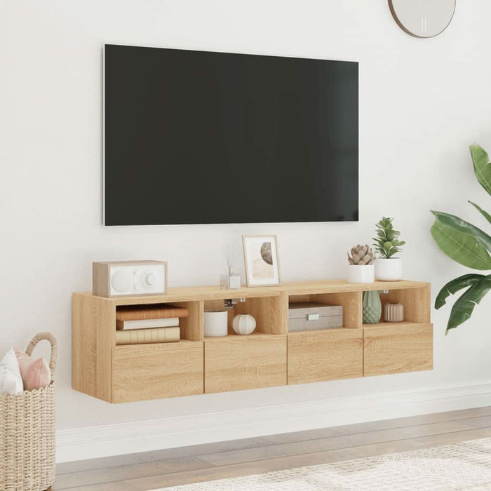 Comode TV de perete, 2 buc., stejar sonoma, 60x30x30 cm, lemn - WALTI WALTI