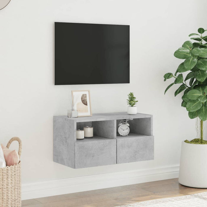 Comodă TV de perete, gri beton, 60x30x30 cm, lemn prelucrat - WALTI WALTI