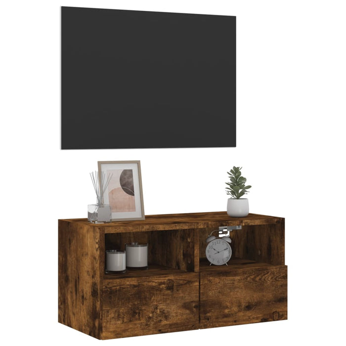 Comodă TV de perete stejar fumuriu 60x30x30 cm lemn prelucrat - WALTI WALTI
