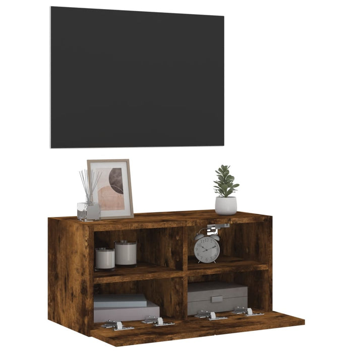 Comodă TV de perete stejar fumuriu 60x30x30 cm lemn prelucrat - WALTI WALTI
