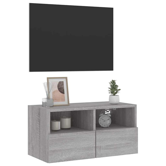 Comodă TV de perete, gri sonoma, 60x30x30 cm, lemn prelucrat - WALTI WALTI