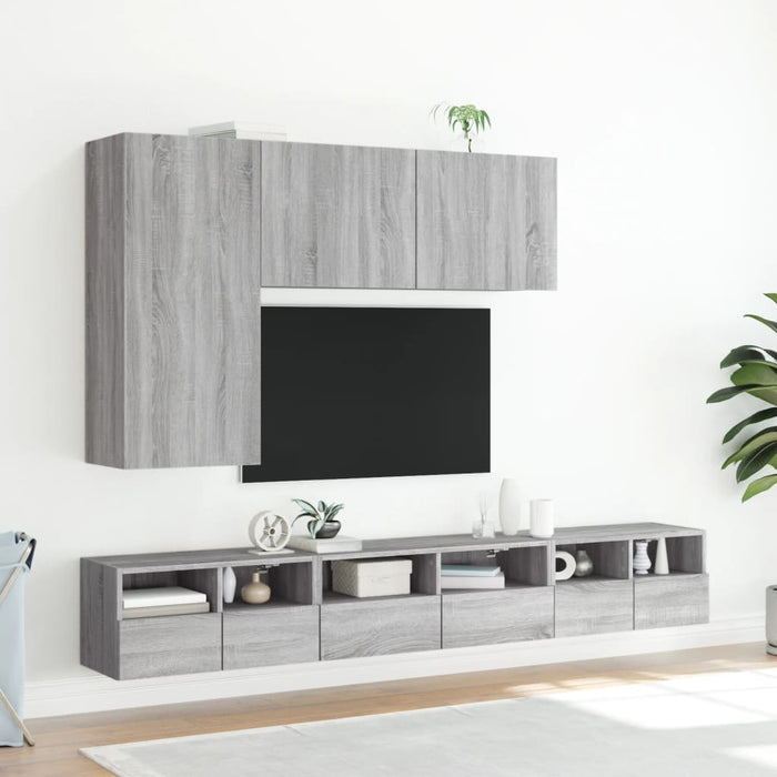 Comode TV de perete, 2 buc., gri sonoma, 60x30x30 cm, lemn - WALTI WALTI