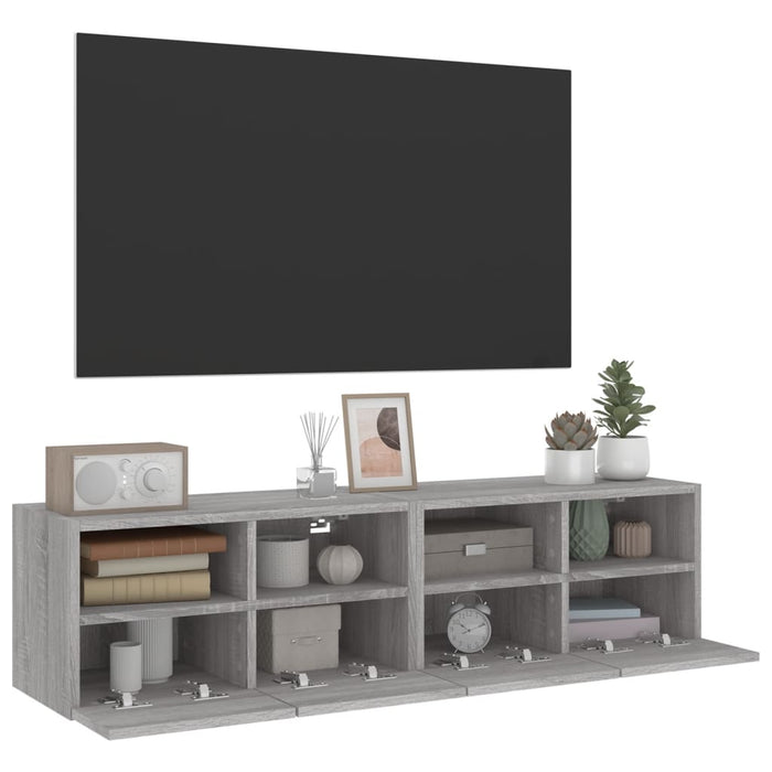 Comode TV de perete, 2 buc., gri sonoma, 60x30x30 cm, lemn - WALTI WALTI