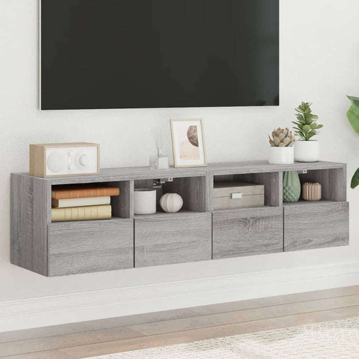 Comode TV de perete, 2 buc., gri sonoma, 60x30x30 cm, lemn - WALTI WALTI