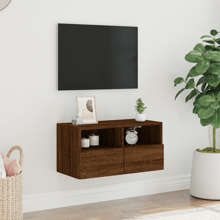 Comodă TV de perete, stejar maro, 60x30x30 cm, lemn prelucrat WALTI