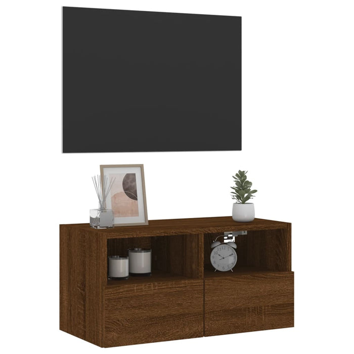 Comodă TV de perete, stejar maro, 60x30x30 cm, lemn prelucrat WALTI