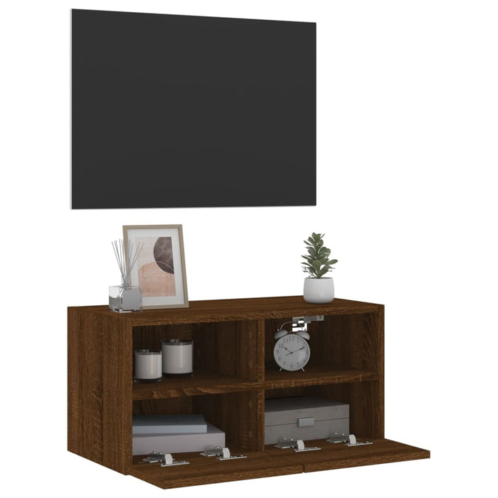 Comodă TV de perete, stejar maro, 60x30x30 cm, lemn prelucrat WALTI