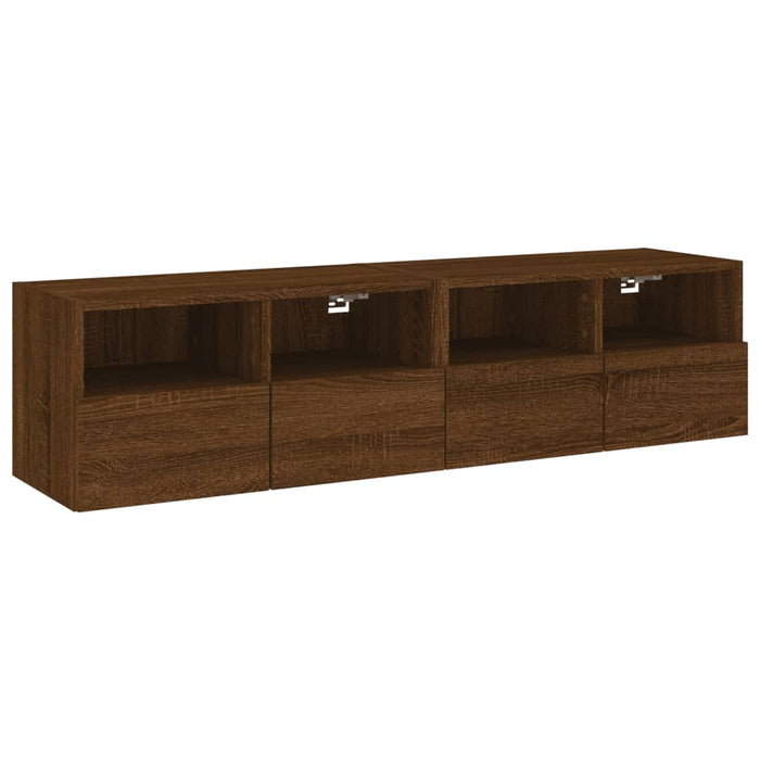 Comode TV de perete, 2 buc., stejar maro, 60x30x30 cm, lemn WALTI
