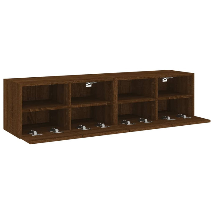 Comode TV de perete, 2 buc., stejar maro, 60x30x30 cm, lemn WALTI