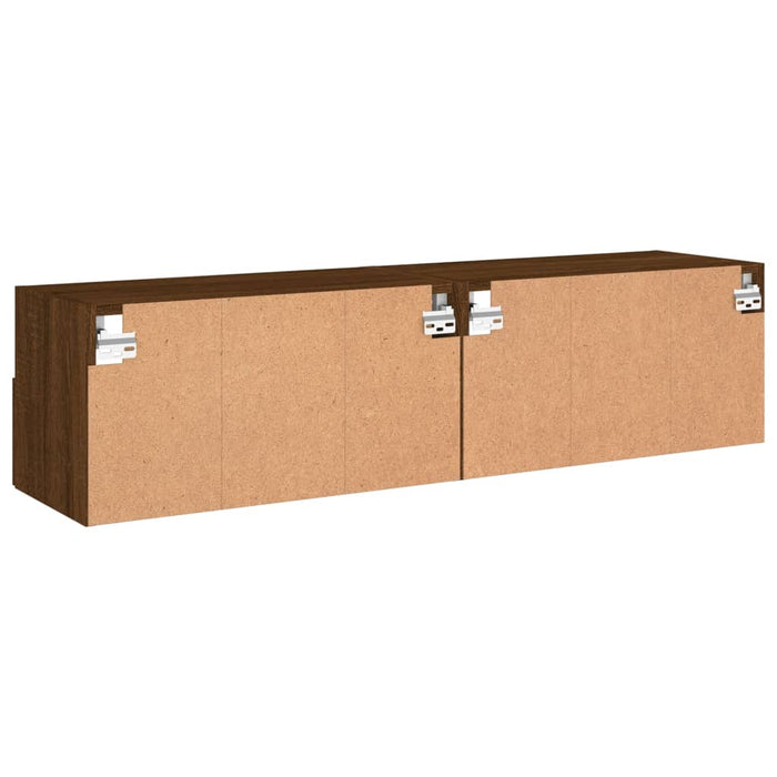 Comode TV de perete, 2 buc., stejar maro, 60x30x30 cm, lemn WALTI