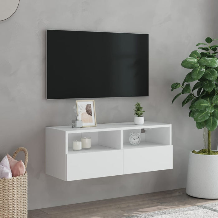 Comode TV de perete, alb, 80x30x30 cm, lemn prelucrat - WALTI WALTI