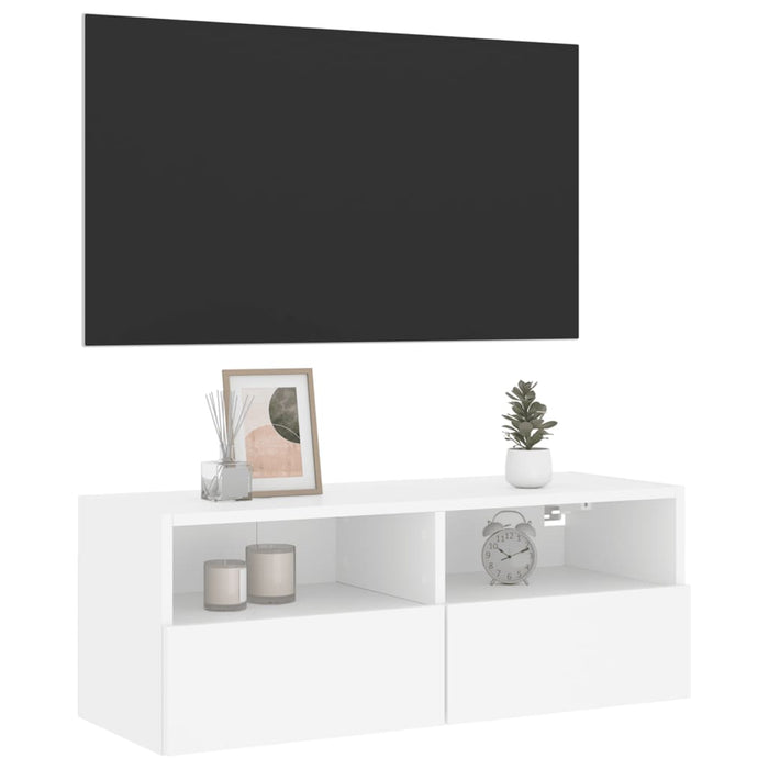 Comode TV de perete, alb, 80x30x30 cm, lemn prelucrat - WALTI WALTI