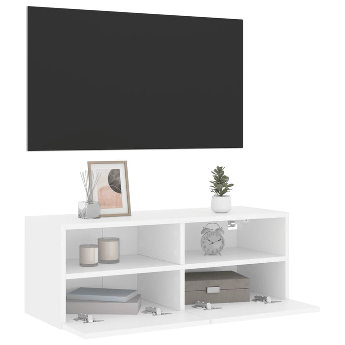 Comode TV de perete, alb, 80x30x30 cm, lemn prelucrat - WALTI WALTI