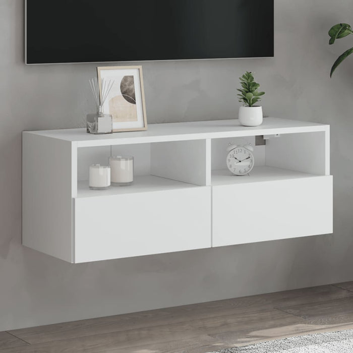 Comode TV de perete, alb, 80x30x30 cm, lemn prelucrat - WALTI WALTI